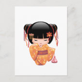 Ume Kokeshi Doll - Japanse peach Geisha Girl Briefkaart (Voorkant)