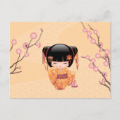 Ume Kokeshi Doll - Japanse peach Geisha Girl Briefkaart (Voorkant)