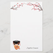 Ume Kokeshi Doll - Japanse peach Geisha Girl Briefpapier (Voorkant)
