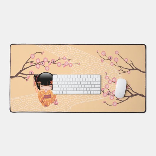 Ume Kokeshi Doll - Japanse peach Geisha Girl Bureaumat (Keyboard & Muis)