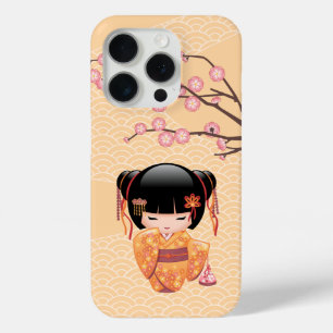 Ume Kokeshi Doll - Japanse peach Geisha Girl iPhone 15 Pro Case