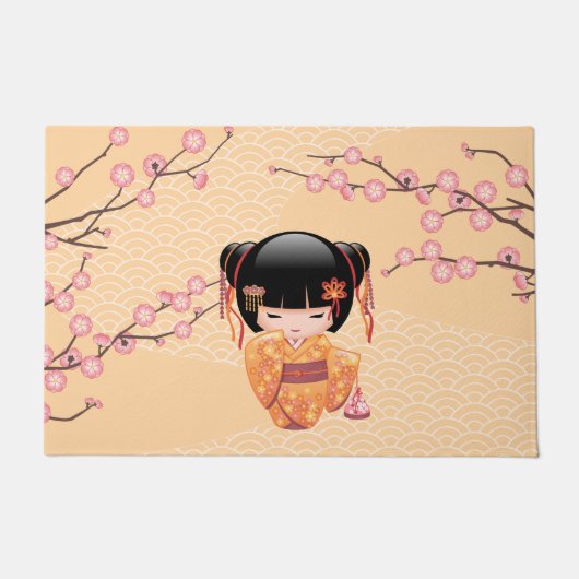 Ume Kokeshi Doll - Japanse peach Geisha Girl Deurmat (Voorkant)