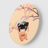 Ume Kokeshi Doll - Japanse peach Geisha Girl Grote Klok (Hoek)