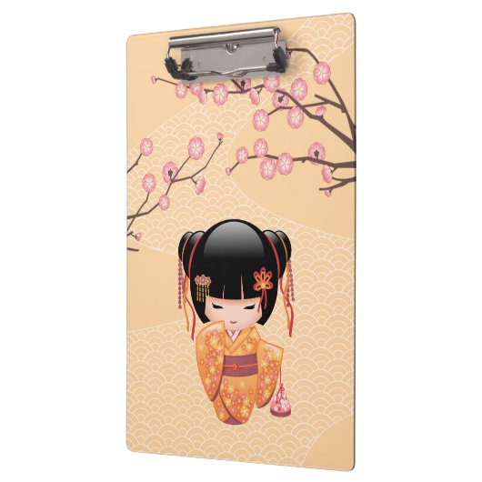 Ume Kokeshi Doll - Japanse peach Geisha Girl Klembord (Links)
