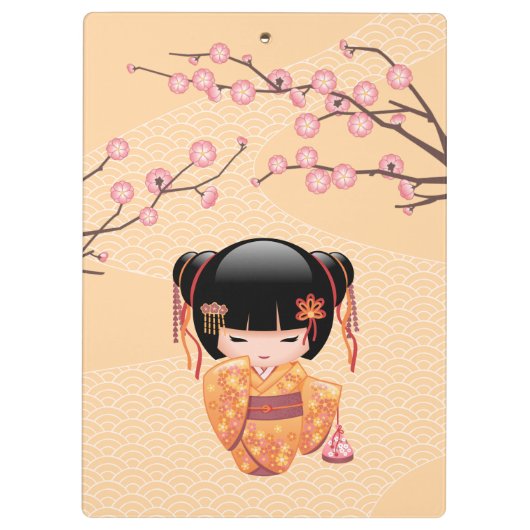 Ume Kokeshi Doll - Japanse peach Geisha Girl Klembord (Achterkant)