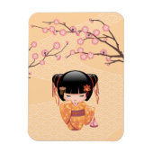 Ume Kokeshi Doll - Japanse peach Geisha Girl Magneet (Verticaal)