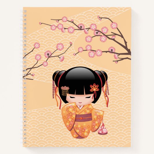 Ume Kokeshi Doll - Japanse peach Geisha Girl Notitieboek (Voorkant)