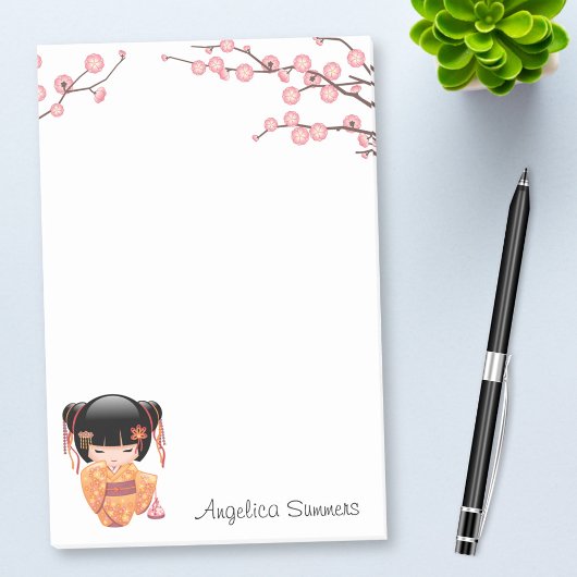 Ume Kokeshi Doll - Japanse peach Geisha Girl Post-it® Notes