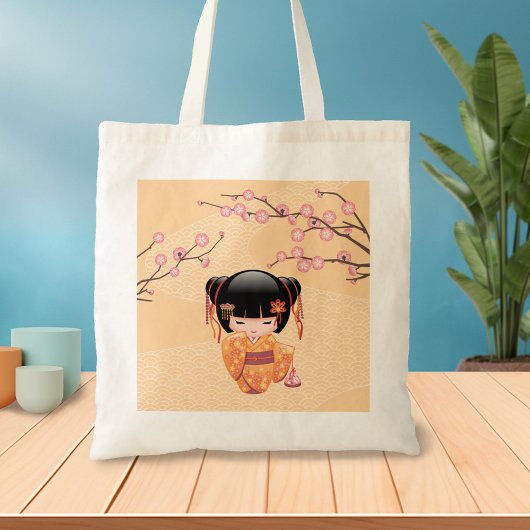 Ume Kokeshi Doll - Japanse peach Geisha Girl Tote Bag
