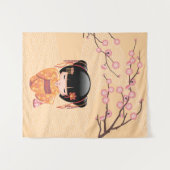 Ume Kokeshi Doll - Japanse peach Geisha Girl Wandkleed (Voorkant (horizontaal))