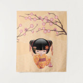Ume Kokeshi Doll - Japanse peach Geisha Girl Wandkleed (Voorkant)