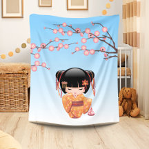Ume Kokeshi Pop - Japanse Geisha Meisje Blauw