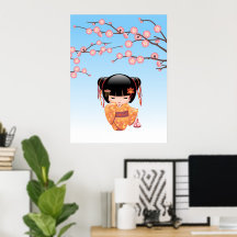 Ume Kokeshi Pop - Japanse Geisha Meisje Blauw