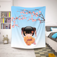 Ume Kokeshi Pop - Japanse Geisha Meisje Blauw