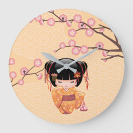 Ume Kokeshi Pop - Japanse Perzik Geisha Meisje Grote Klok