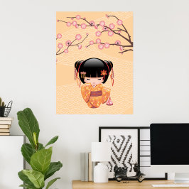 Ume Kokeshi Pop - Japanse Perzik Geisha Meisje Poster