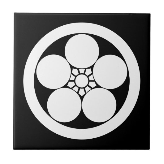 Umebachi-achtige pruimen bloesem in cirkel tegeltje (Voorkant)