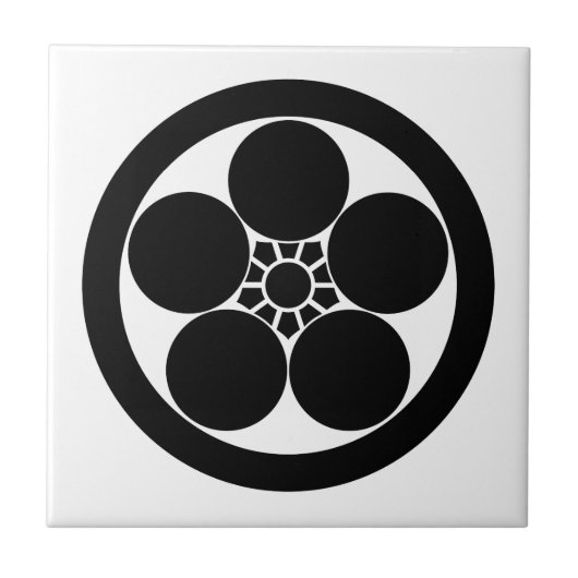 Umebachi-achtige pruimen bloesem in cirkel tegeltje (Voorkant)