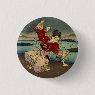 Umewaka aan de Sumida rivier (2:3) Ronde Button 3,2 Cm