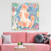 "Umi Poodle" Pink Poodle & Seashell Dream Canvas A (Insitu (Woonkamer))