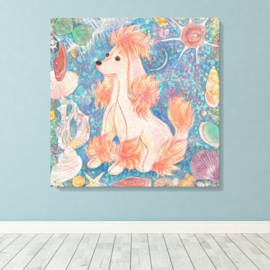 "Umi Poodle" Pink Poodle & Seashell Dream Canvas A (Insitu (Houten vloer))