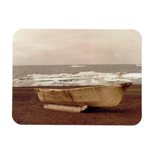 Umiak Walrus Skin Whalers Boat Foto gedrukt Flex Magneet (Horizontaal)
