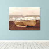 Umiak, Walrus Skin Whalers Boat Pt. Barrow Alaska Canvas Afdruk (Insitu (Houten vloer))