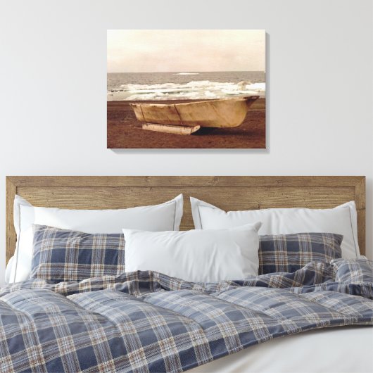 Umiak, Walrus Skin Whalers Boat Pt. Barrow Alaska Canvas Afdruk (Insitu (Slaapkamer))