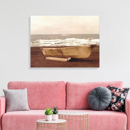 Umiak, Walrus Skin Whalers Boat Pt. Barrow Alaska Canvas Afdruk (Insitu (Woonkamer))