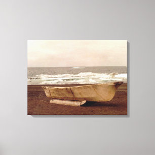 Umiak, Walrus Skin Whalers Boat Pt. Barrow Alaska Canvas Afdruk