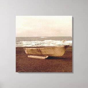 Umiak, Walrus Skin Whalers Boat Pt. Barrow Quad Canvas Afdruk