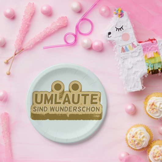 UMLAUT leert Duitse taal Papieren Bordje (Feest)