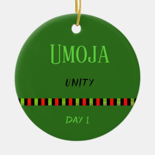 Umoja - Kwanzaa Dag 1 Groen Keramisch Ornament (Voorkant)