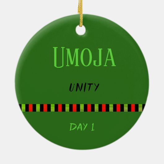 Umoja - Kwanzaa Dag 1 Groen Keramisch Ornament (Achterkant)