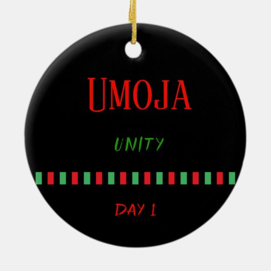 Umoja - Kwanzaa Dag 1 | Versiering Keramisch Ornament (Achterkant)