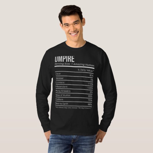 umpire Nutritional Values   Nutrition Facts T-shirt (Voorkant volledig)