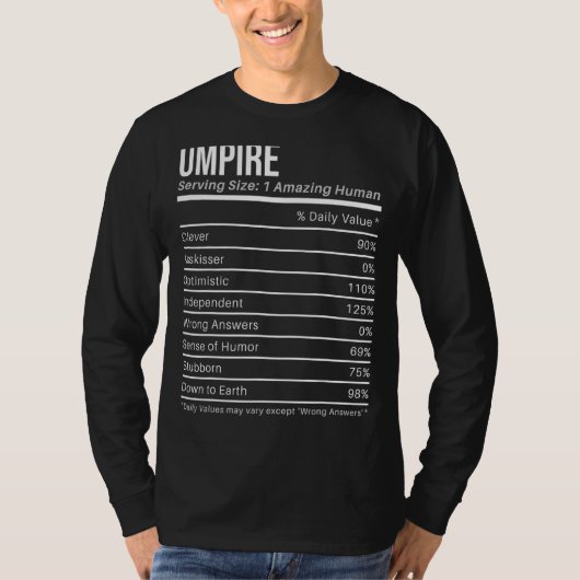 umpire Nutritional Values   Nutrition Facts T-shirt (Voorkant)