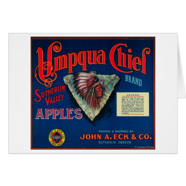 Umpqua Chief Apple Crate LabelSutherlin, OF (Voorkant Horizontaal)