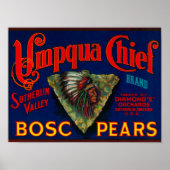 Umpqua Chief Pear Crate LabelSutherlin, OF Poster (Voorkant)