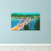 Umpqua Rivierbrug in Reedsport, Oregon Canvas Afdruk (Insitu (Houten vloer))