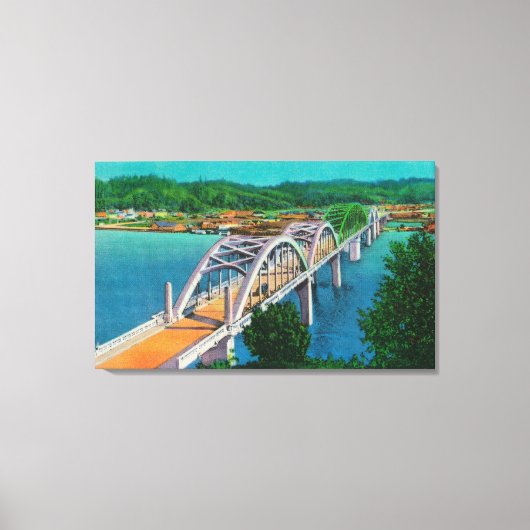 Umpqua Rivierbrug in Reedsport, Oregon Canvas Afdruk (Voorkant)