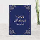 Umrah Mubarak Blauw Gift Islamitisch Wenskaart Kaart (Voorkant)