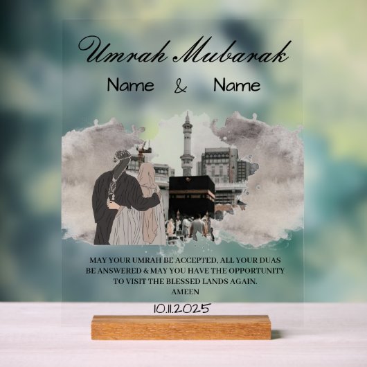 Umrah Mubarak gift Acryl Bord (Neutraal)