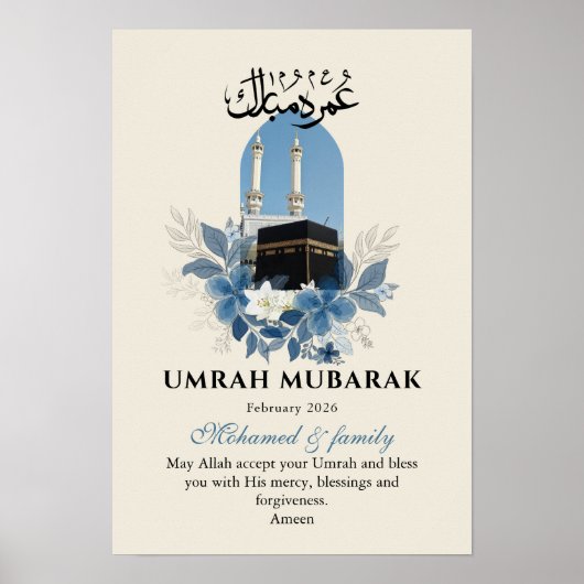 Umrah Mubarak Personalized Islamic Wall Art Poster (Voorkant)
