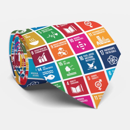 UN 17 Sustainable Development Goals Necktie Stropdas (Opgerold)