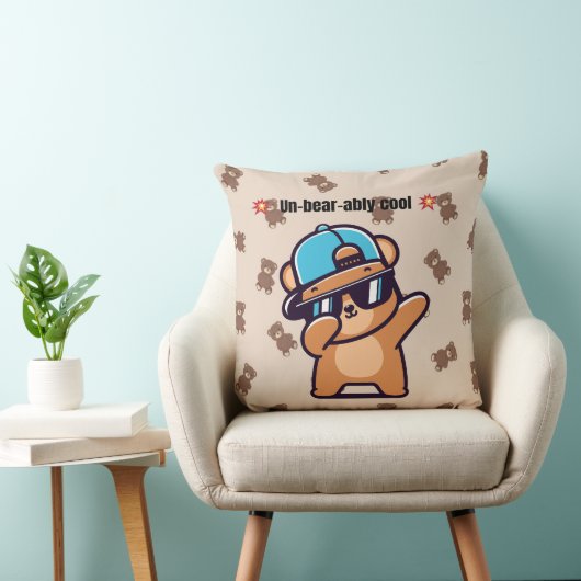 Un-Bear-ably Cool | Cute Bear Pillow Kussen (Stoel)