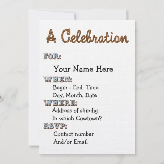 un BRIDAL ed Invitation Kaart (Achterkant)