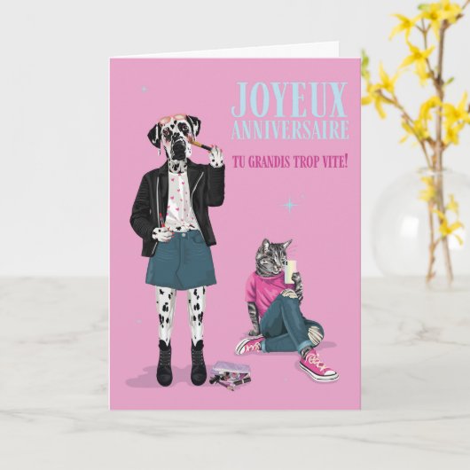 Un dalmatien et un chat à la mode grandissent vite kaart (Gele Bloem)