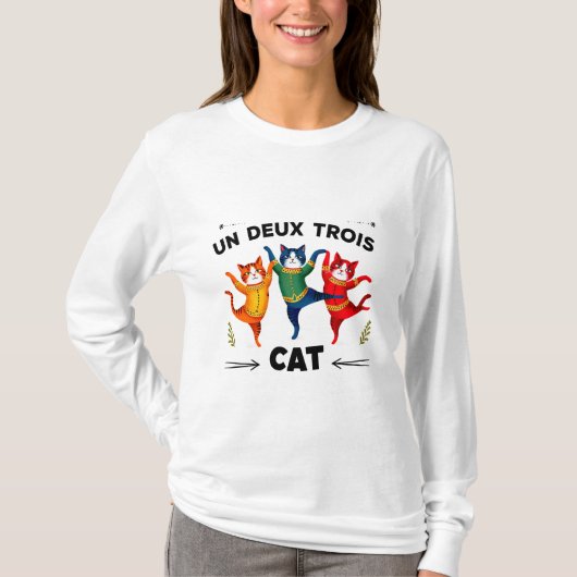 Un Deux Trois Cat Art T-shirt met lange mouwen (Voorkant)