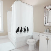 un deux trois cat black silhouette cats badkamer douchegordijn (In situ)